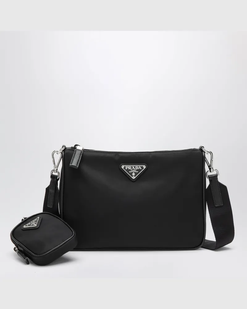 Prada Umhängetasche aus Re-Nylon und schwarzem Saffiano-Leder Black