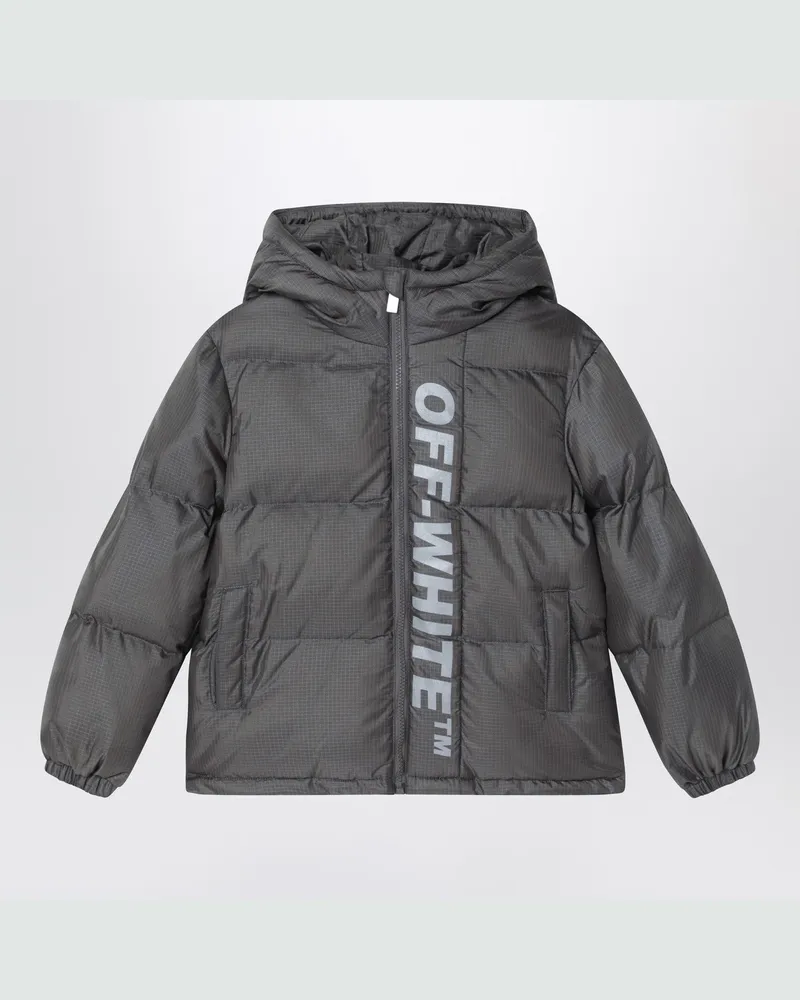 OFF-WHITE Dunkelgraue Daunenjacke aus Ripstop-Nylon 