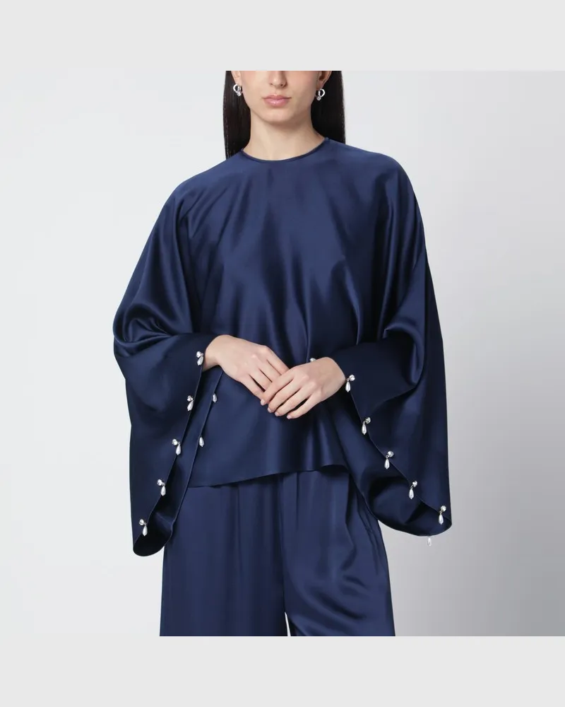 Stella McCartney Oversize-Bluse aus Viskosesatin in Navyblau Blau