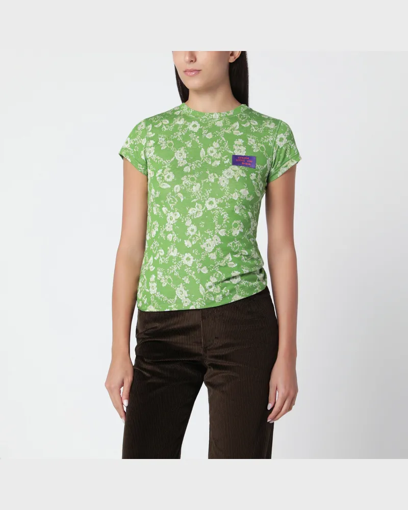 Loewe Grünes Slim-Fit-T-Shirt mit floralem Jacquardmuster Green