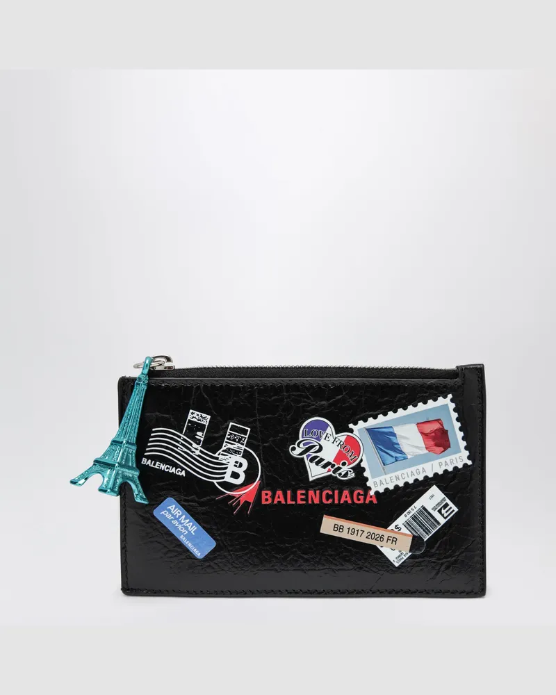 Balenciaga Geldbörse mit Kartenfach aus schwarzem Leder Black