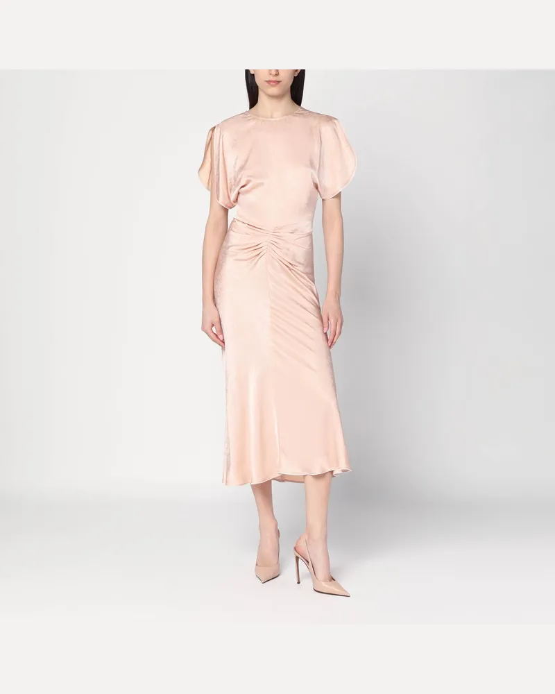 Victoria Beckham Hellrosa Damastkleid mit Raffung Rosa