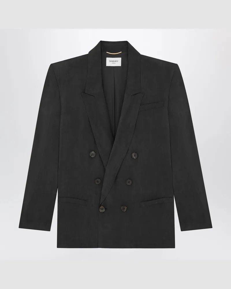 Saint Laurent Schwarze Doppelreihige Jacke Aus Seide 