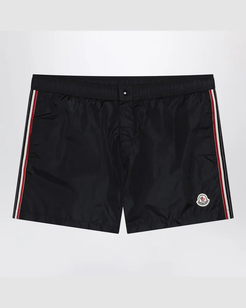 Moncler Schwarze Badeshorts mit Logo-Patch Black