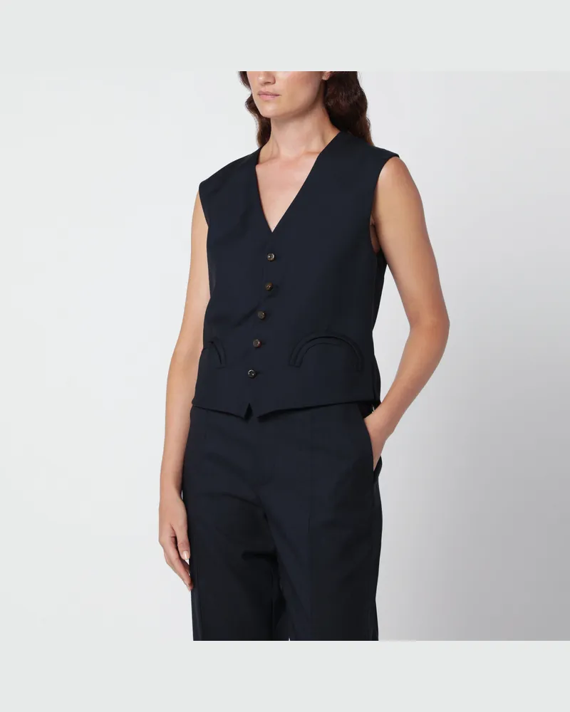 Blazé Milano Feral Weste aus marineblauer Wolle und Mohair Blue