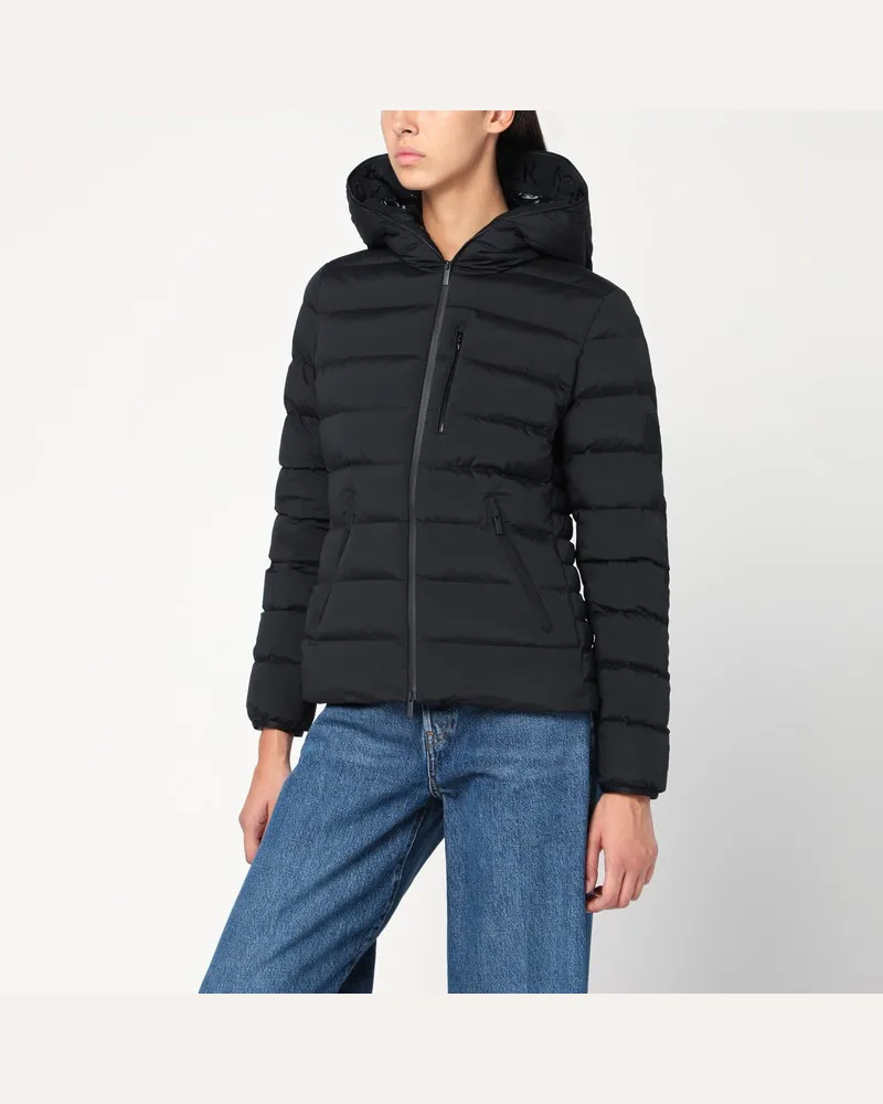Moncler Schwarze Herbe-Daunenjacke mit Kapuze Schwarz