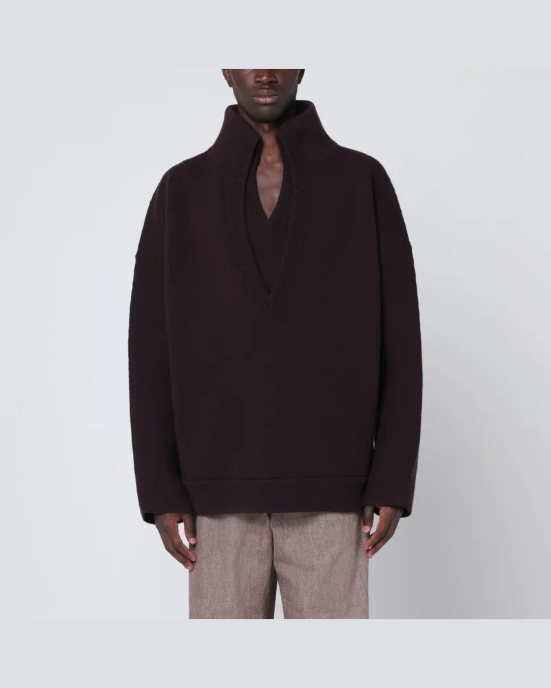 Bottega Veneta Brauner Pullover aus kompakter Wolle Braun