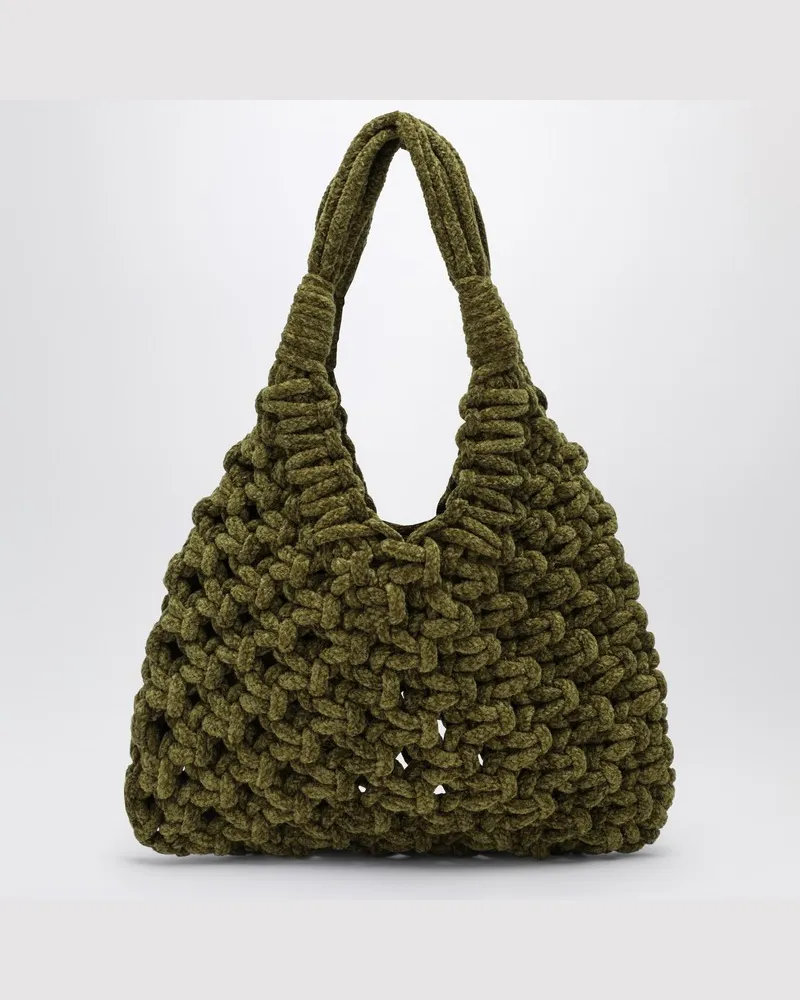 HIBOURAMA Vannifique Big Tasche aus Khaki-Samt Grün