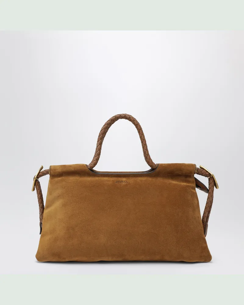 Isabel Marant Pipa M Tasche aus cognacfarbenem Wildlederkalbsleder Beige