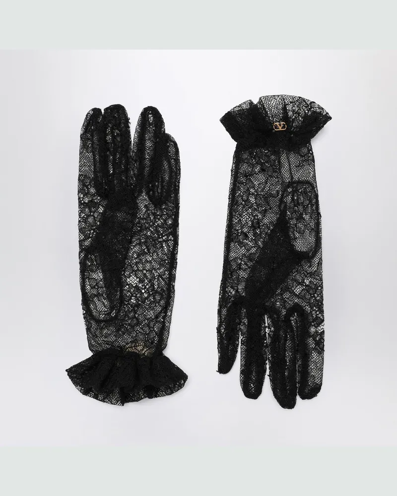 Valentino Garavani Schwarze Spitzen Vlogo Signature Handschuhe Black