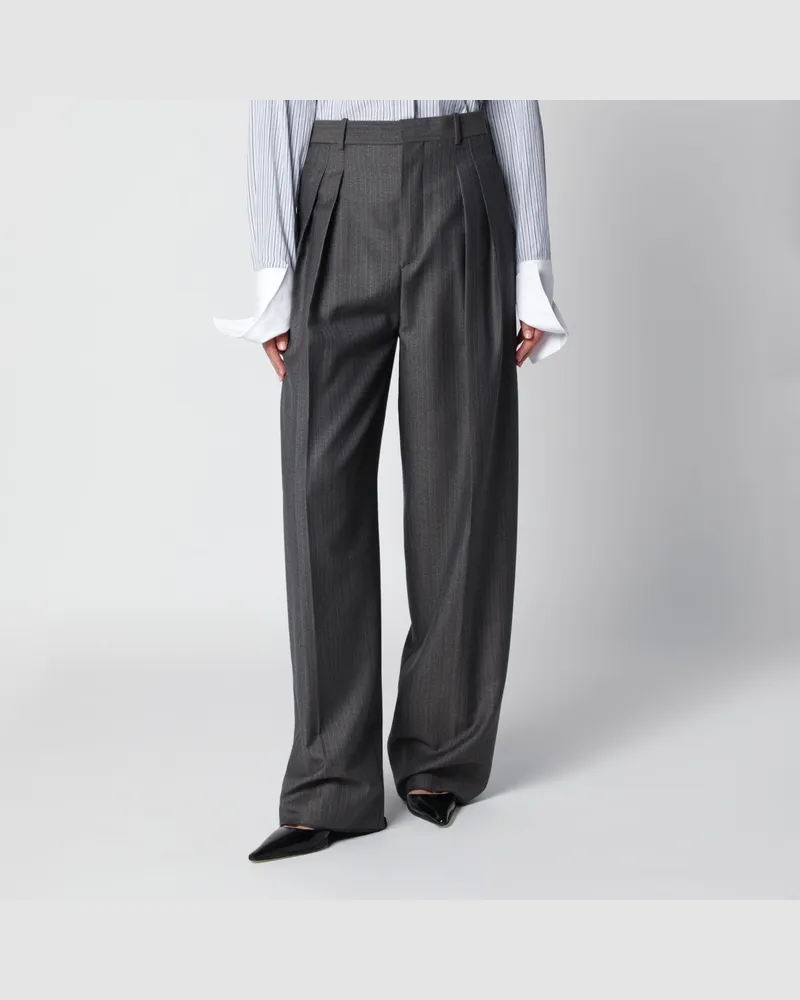 Bottega Veneta Grau melierte Nadelstreifenhose aus Mohairwolle Grey