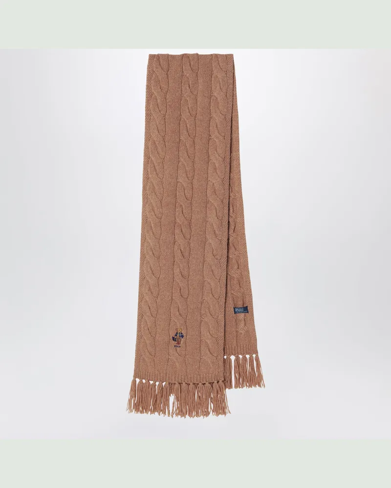 Ralph Lauren Polo Bear camel wool scarf Beige
