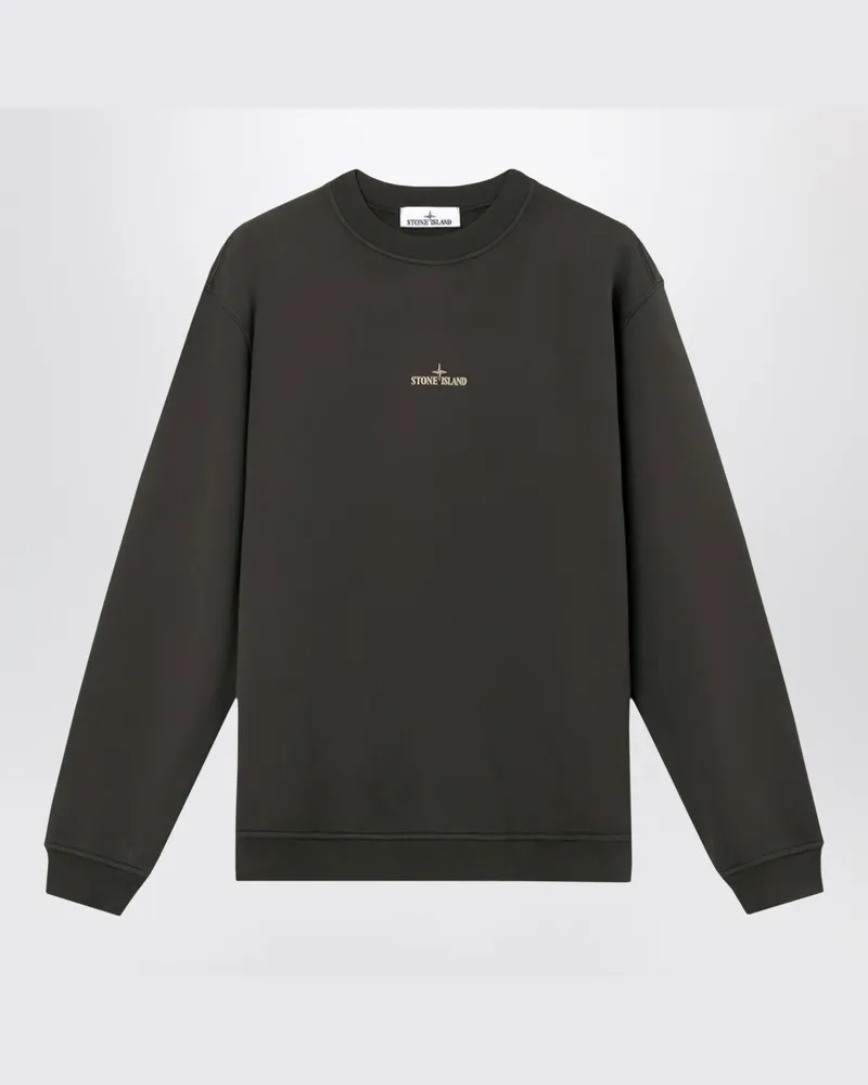 Stone Island Schwarzes Sweatshirt mit Rundhalsausschnitt und Industrial-Four-Print Schwarz