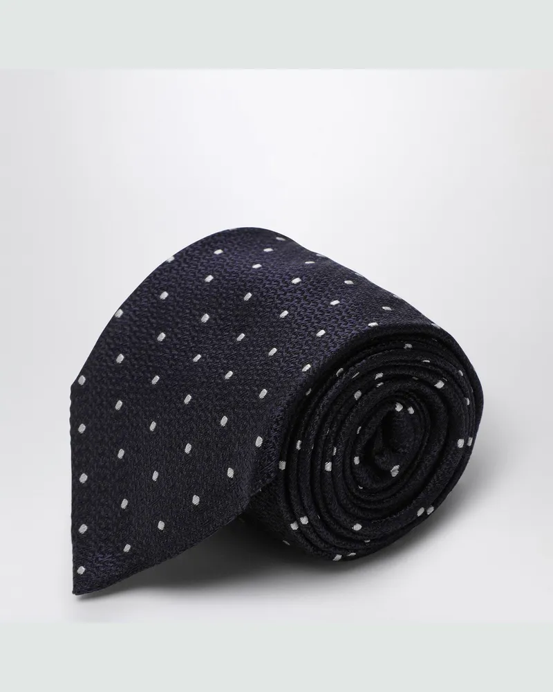 Destin Gepunktete Krawatte aus Seide blau/weiß 