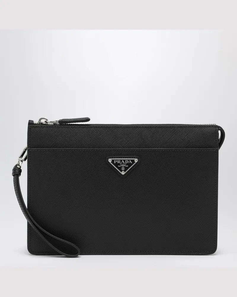 Prada Schwarze Saffiano-Leder-Tasche Schwarz
