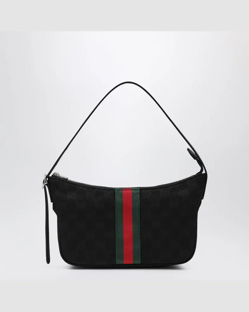 Gucci Kleine schwarze Lunetta Tasche aus GG-Stoff Black