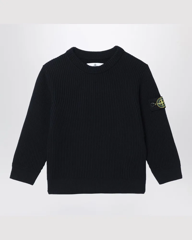 Stone Island Marineblauer Pullover aus Wolle Blau
