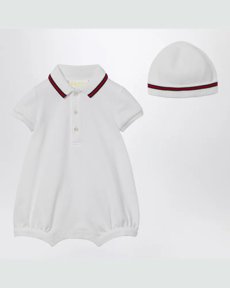 Gucci Zweiteiliges Baumwollset mit Webdetails White