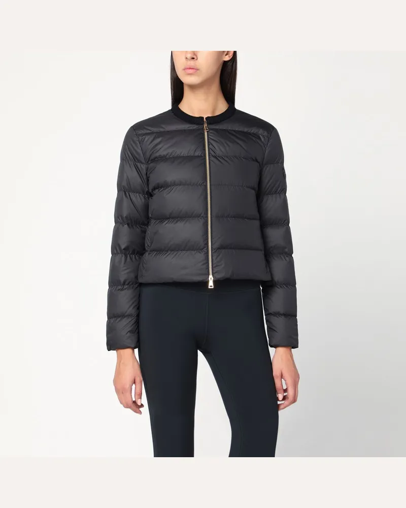Moncler Kurz geschnittene Daunenjacke mit Reißverschluss in Schwarz Schwarz