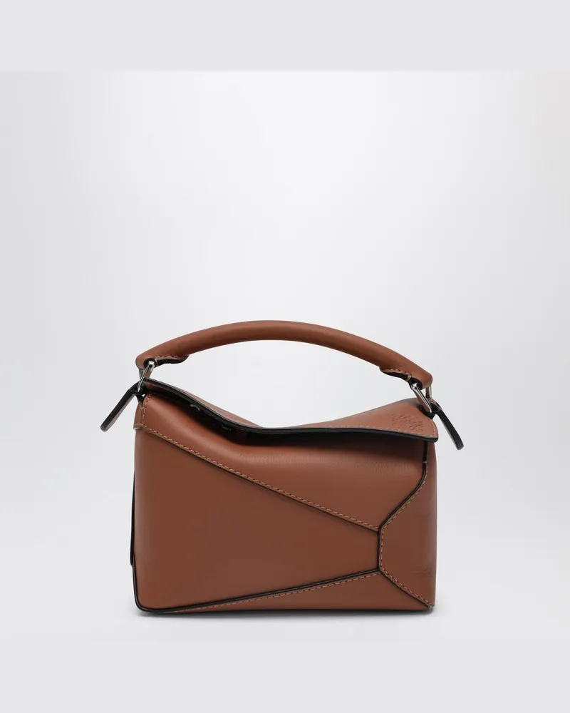 Loewe Puzzle Edge Mini-Tasche braun aus genarbtem Leder Braun