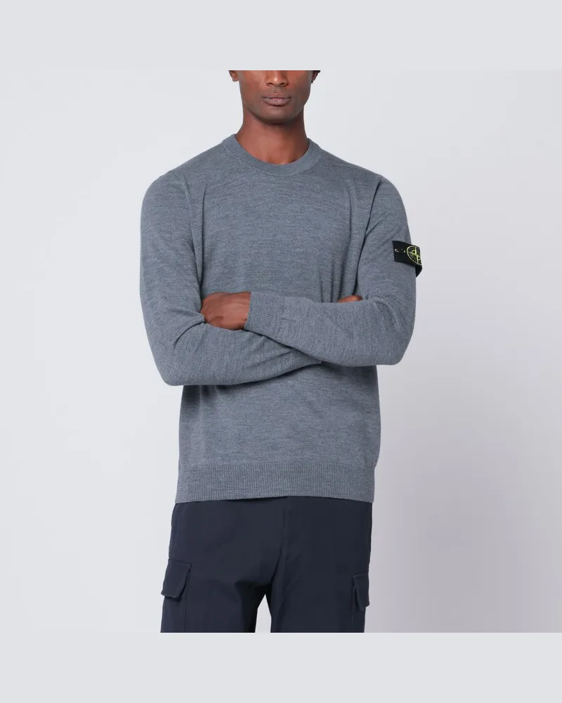 Stone Island Rauchgrauer Wollpullover Grau