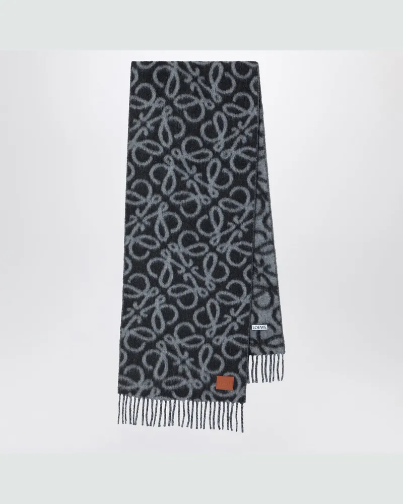 Loewe Schal schwarz/grau aus Alpaka- und Wollmischung Black