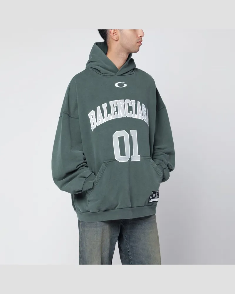 Balenciaga Dunkelgrünes Basketball-Kapuzen-Sweatshirt Grün