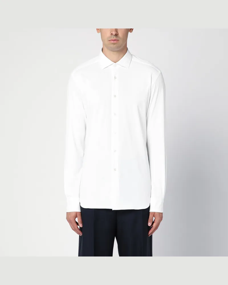 XACUS Weißes Hemd Active Slim aus Twill 