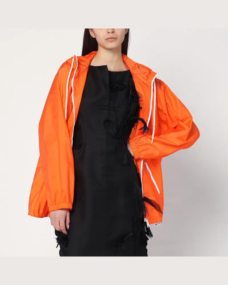 Prada Orangefarbener Regenmantel aus leichtem Re-Nylon Orange
