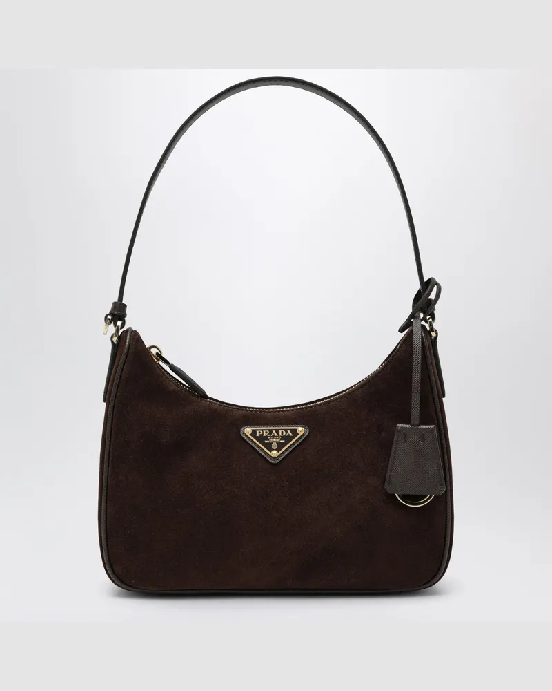 Prada Re-Edition 2005 Mini-Tasche aus Wildleder Moro Brown