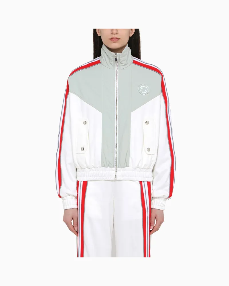 Gucci Sweatjacke aus Funktionsjersey weiß/grau/rot ["grau"