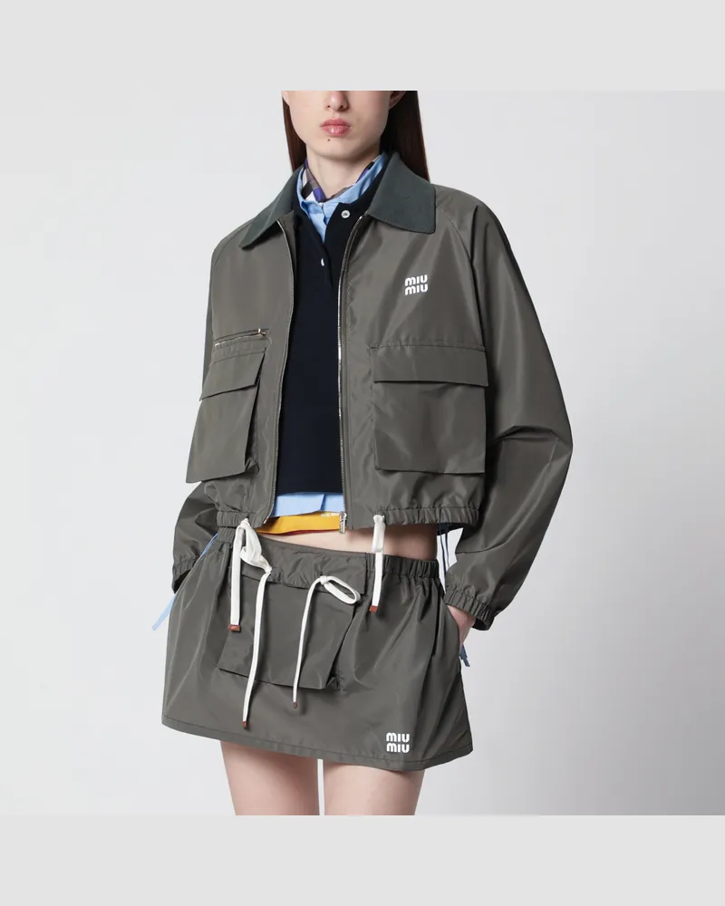 Miu Miu Wasserabweisender Blouson aus Tela Tec in Waldgrün Green