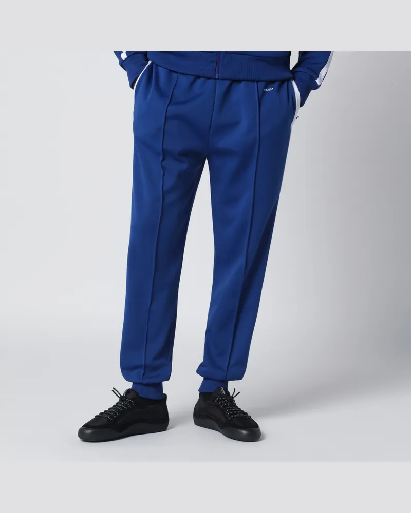 Prada Jogginghose aus technischem Stoff in Blauette/Weiß Blue