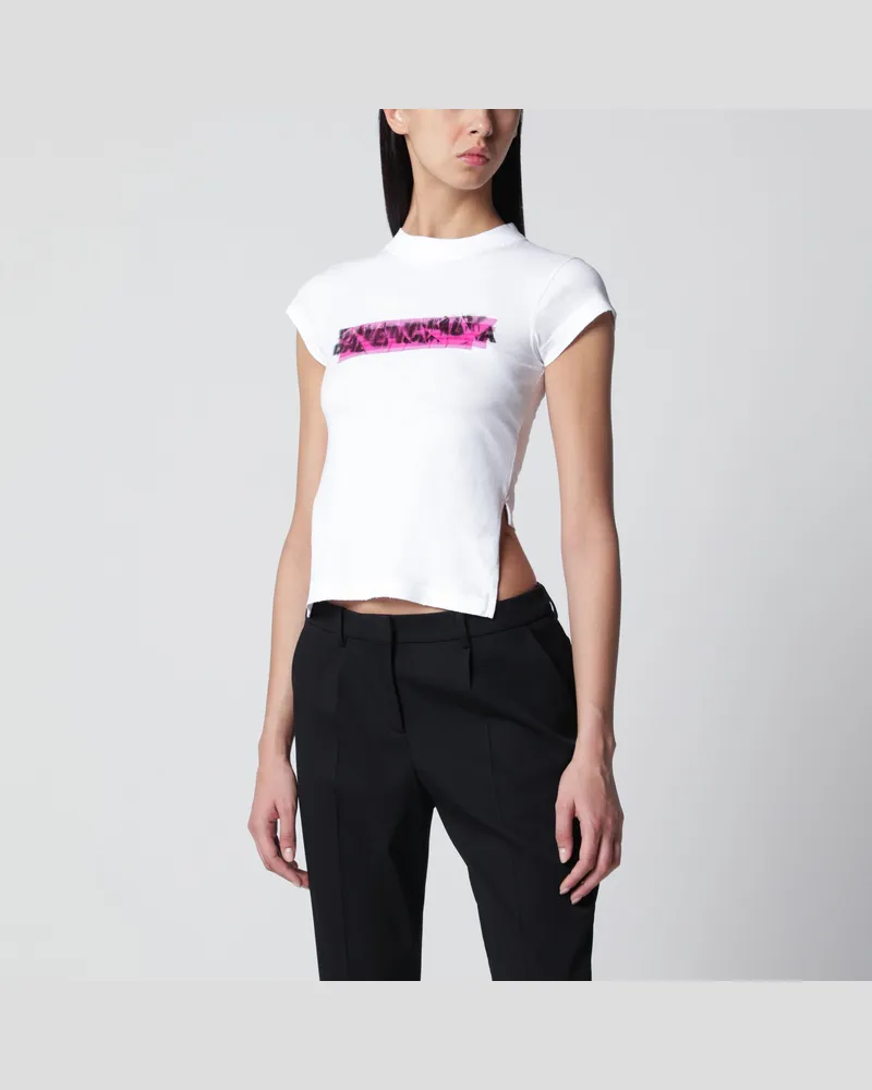 Balenciaga Messy-Spray T-Shirt mit Cut-out-Rücken, weiß White