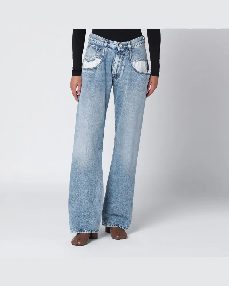 Maison Margiela Blaue Jeans mit kontrastierenden Taschen Hellblau