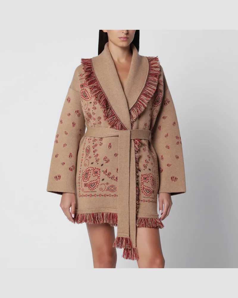 Alanui Beiger Cardigan mit Bandana-Jacquardmuster Beige