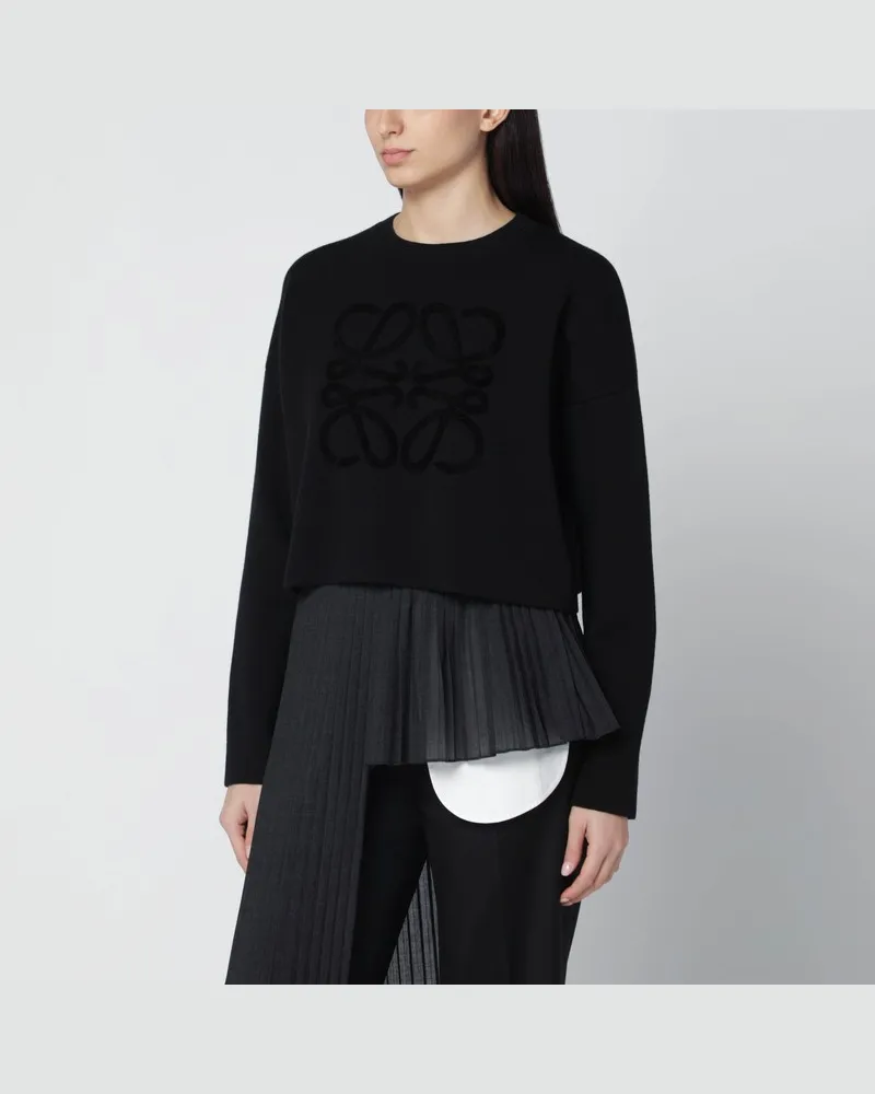 Loewe Schwarzer Cropped-Pullover aus Wollmix Schwarz