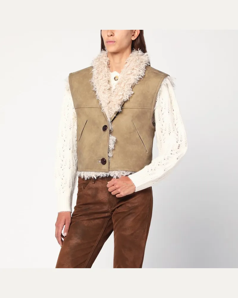 Isabel Marant Taupe Weste mit Shearling-Effekt-Futter Beige