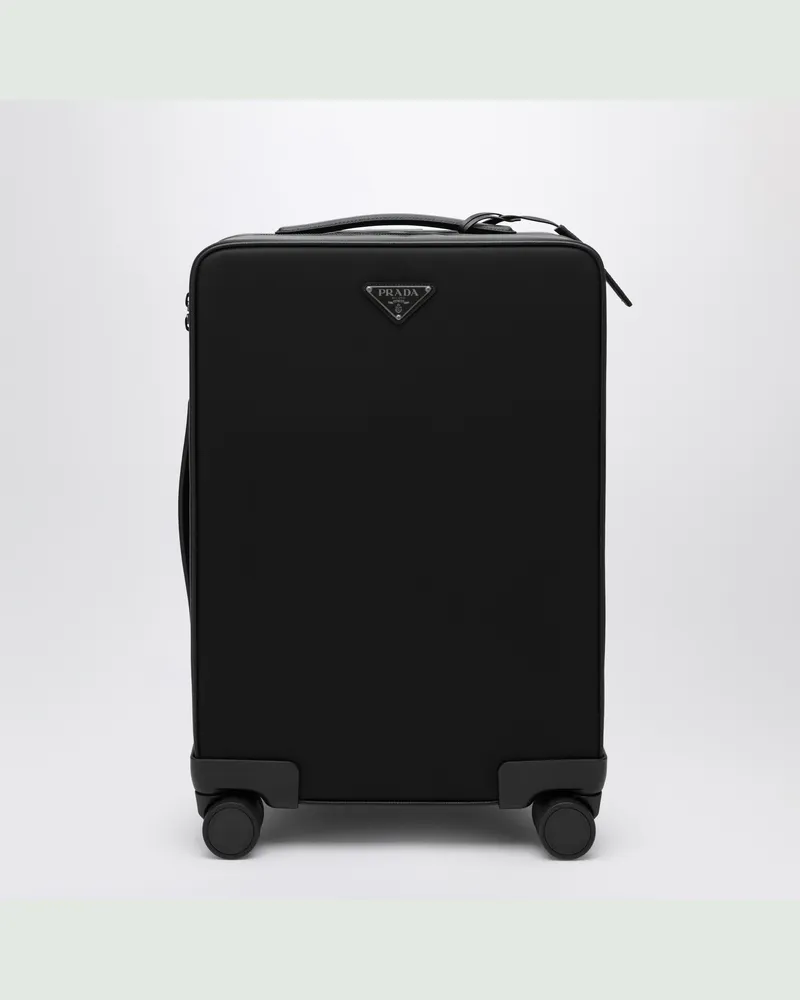 Prada Schwarzer Kabinentrolley aus Re-Nylon und Saffiano Black