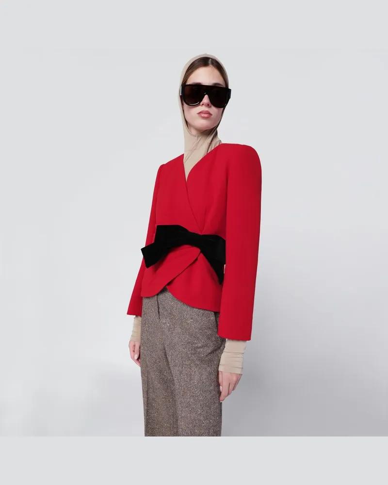 Valentino Garavani Rote Wolljacke mit Schleife Rot