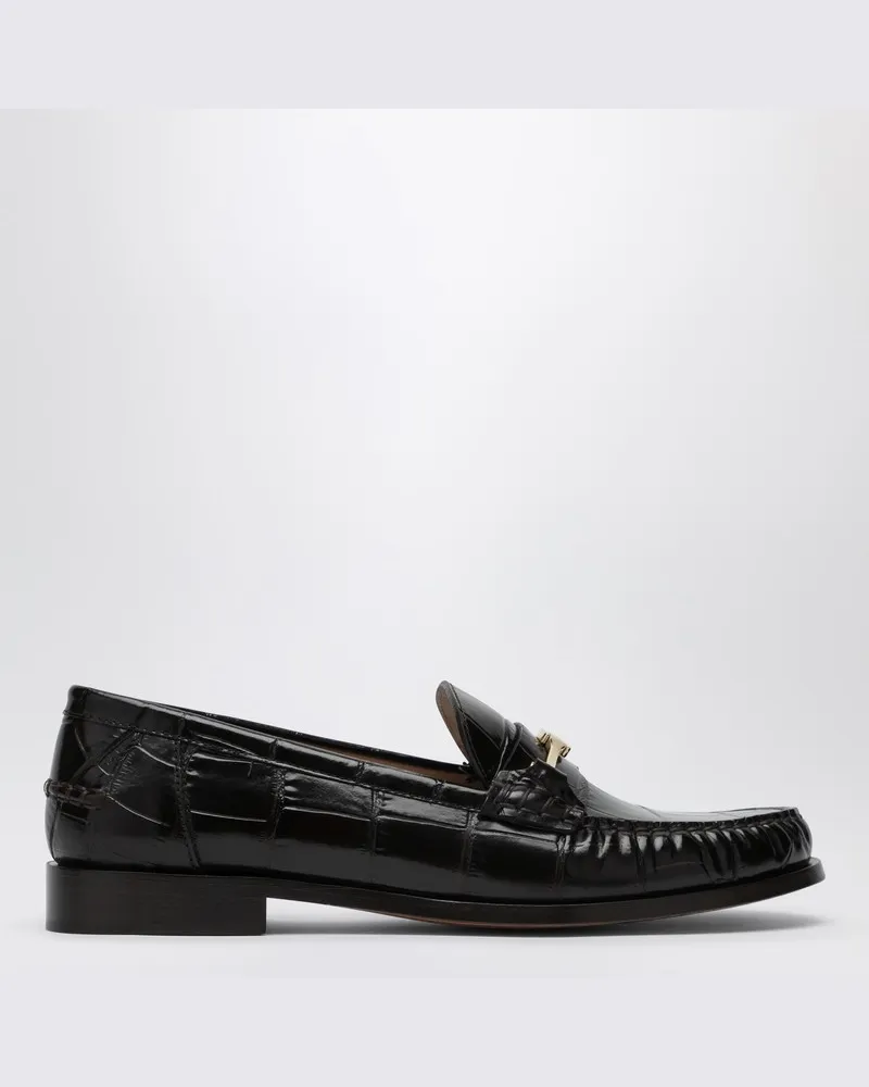 Ferragamo Dunkelbrauner Slipper New Vara Chain Braun
