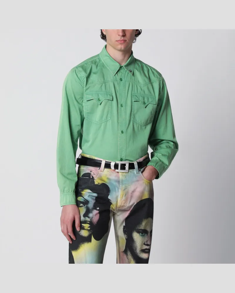 Versace Grünes Baumwollhemd Green