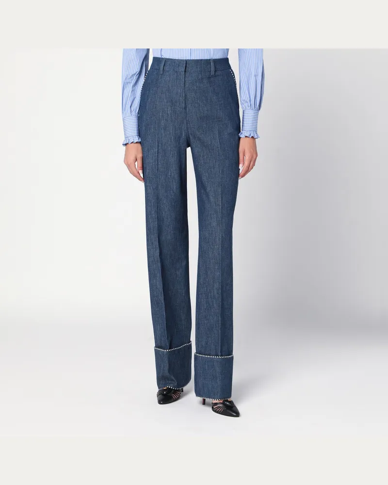 Valentino Garavani Blaue Hose aus Chambray-Denim Blue