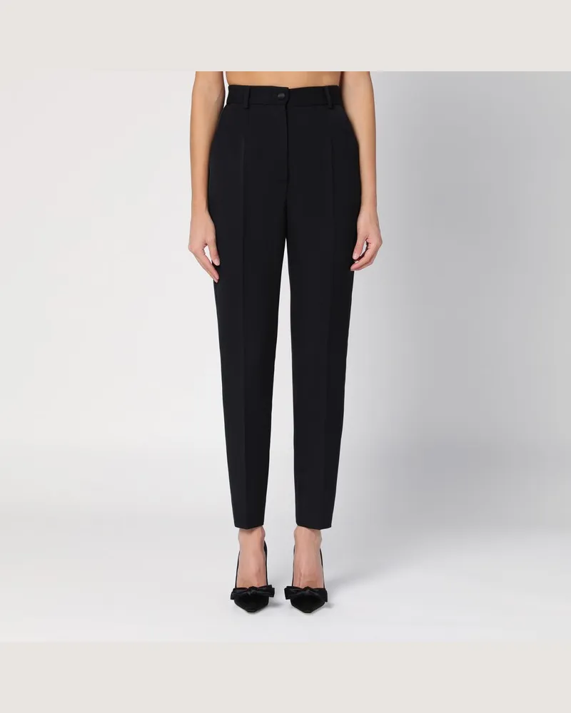 Dolce & Gabbana Schwarze Smoking-Hose aus Wollgabardine Schwarz