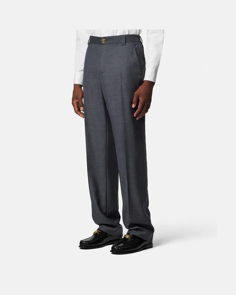 Versace Jogginghose aus Wolle in Anthrazitgrau Grau