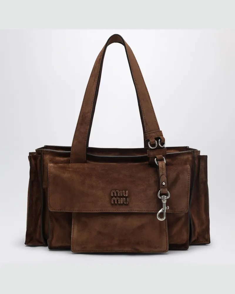 Miu Miu Utilitaire Bowlingtasche aus kakao-farbenem Wildleder 