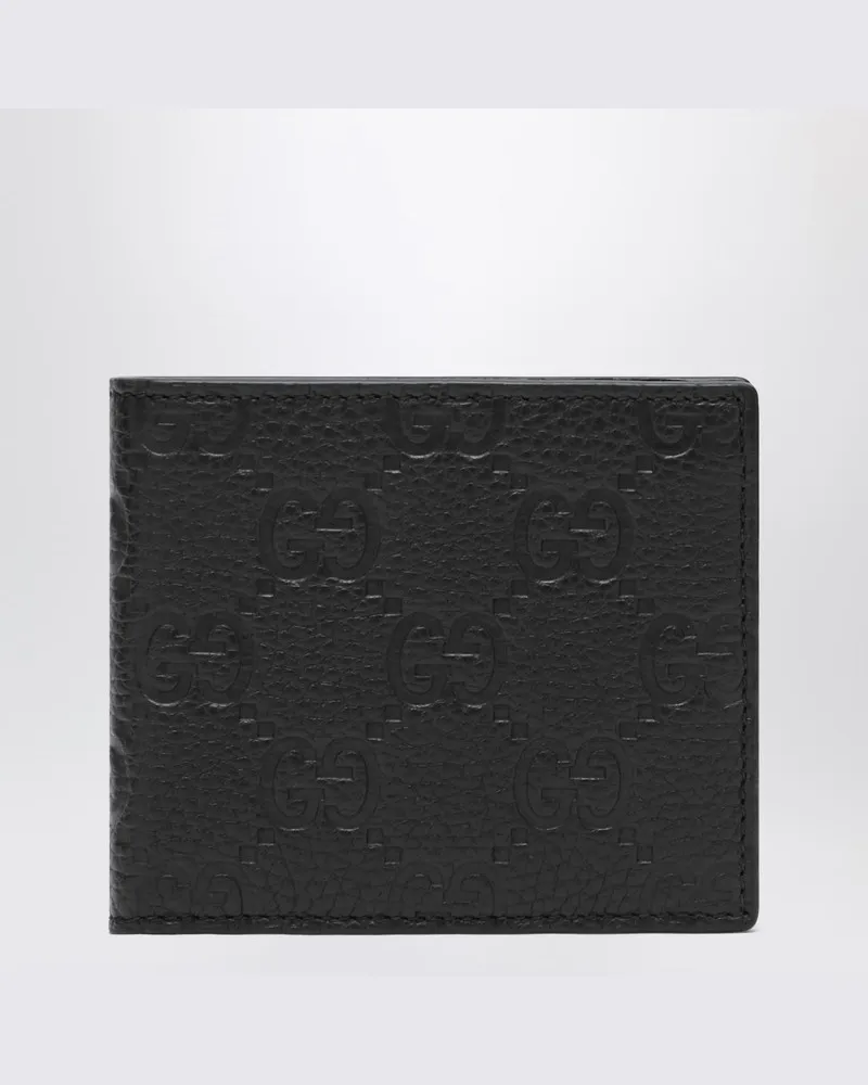 Gucci Schwarze GG-Leder-Bi-Fold-Geldbörse Schwarz