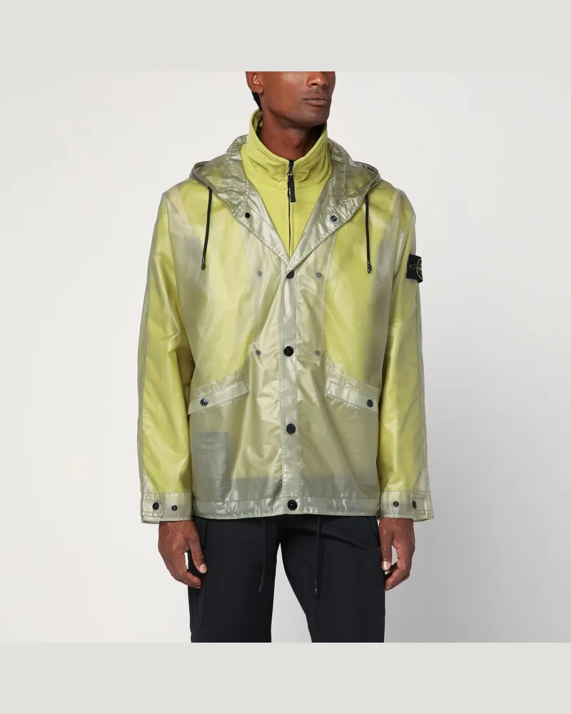 Stone Island Zweifarbige Jacke in Farnfarbe aus durchsichtigem Polyurethan Grau