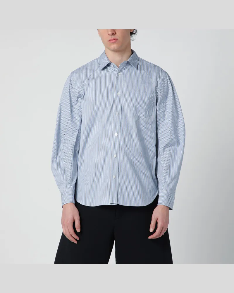 Sacai Hellblau gestreiftes Baumwollhemd Light