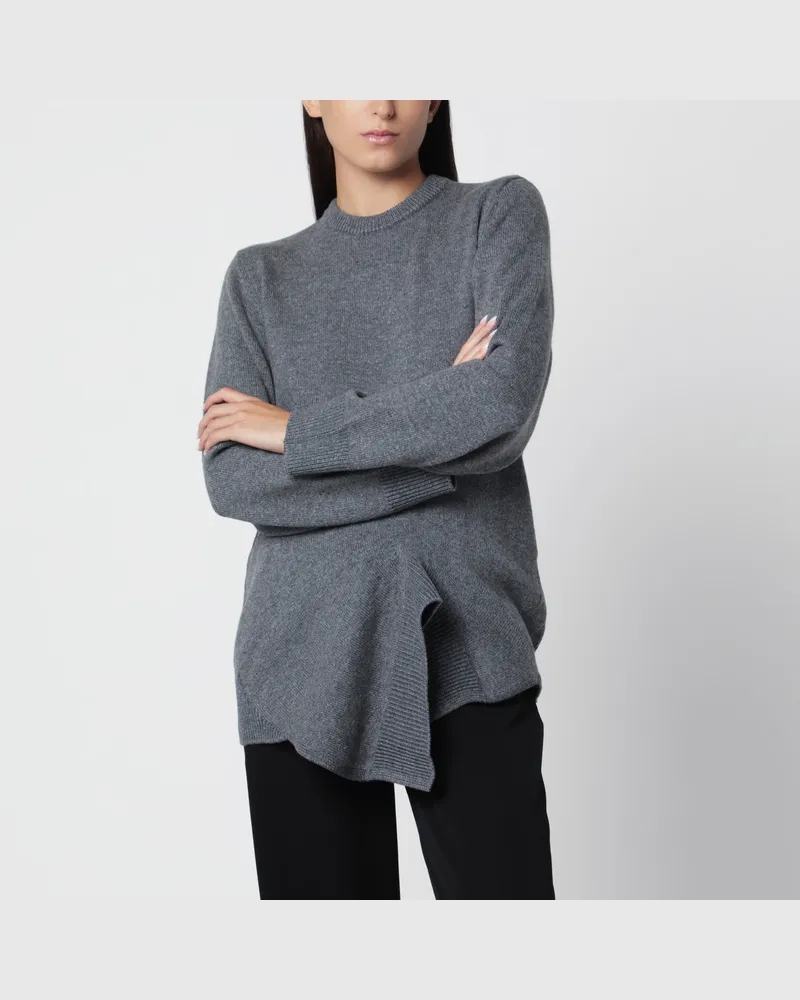 Totême Dark grey asymmetrical wool and cashmere sweater Grey
